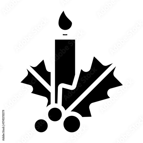 Christmas Candle Vector Glyph Icon Design