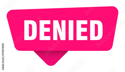 denied magenta sticker isolated on transpatent background. denied sign