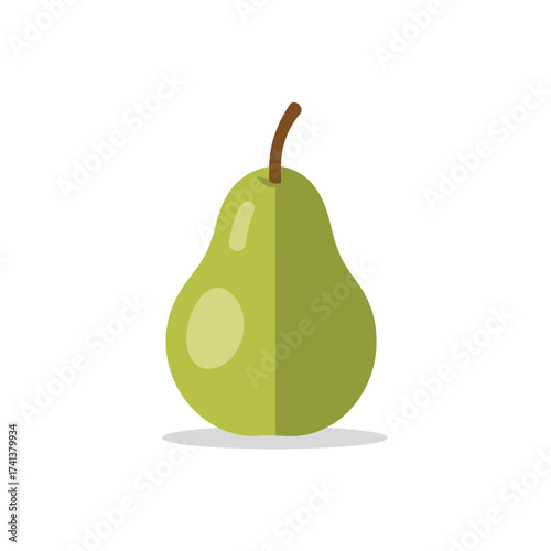 Flattened Illustration of a Green Pear