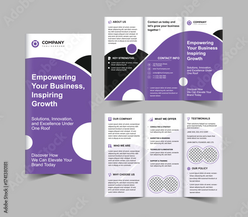 Purple Wave Abstract Trifold Brochure Template
