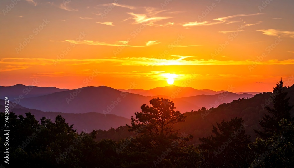 Fototapeta premium Sunset over mountain range