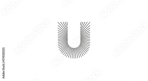 Abstract Radiating Letter U Design