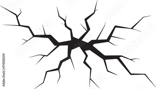 Black jagged lines forming a fractured pattern crack break