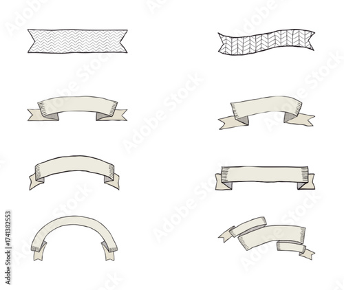 Set of hand drawn vector ribbons isolated on white background collection of vintage banners, labels, frames and design elements perfect for invitations, greeting cards, quotes, blogs, posters, and mor