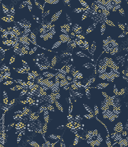 Classic Popular Flower Seamless pattern background - For easy making seamless pattern use it for filling any contours