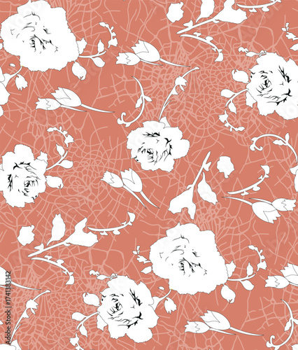 Classic Popular Flower Seamless pattern background - For easy making seamless pattern use it for filling any contours