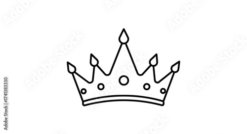 Simple Black Outline Crown Illustration on White Background