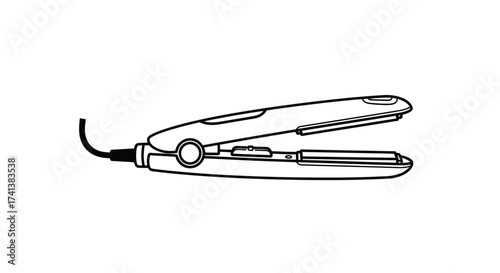 Open Hair Straightener Outline with Cord and Plates