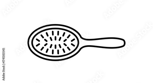 Black Outline Hairbrush with Oval Head and Handle
