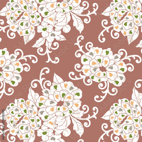 Classic Popular Flower Seamless pattern background - For easy making seamless pattern use it for filling any contours