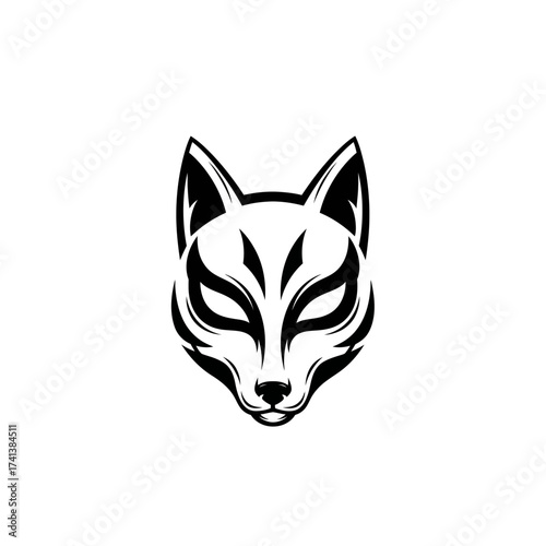 Stylized Black and White Fox Head Logo
