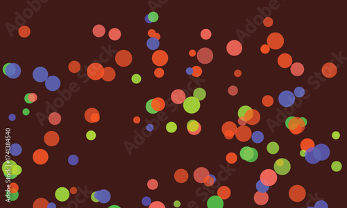 Abstract background with colorful overlapping circles on dark brown backdrop