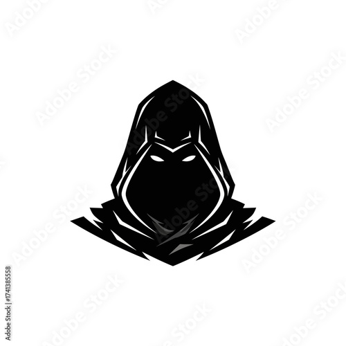 Mysterious hooded figure logo design