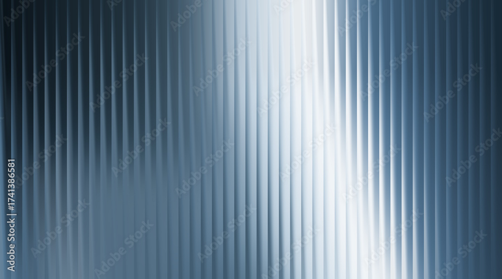 Obraz premium Abstract blue background with vertical ribbed texture and light reflection