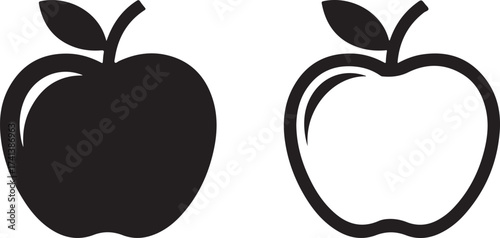 Solid black apple outline apple fruit food