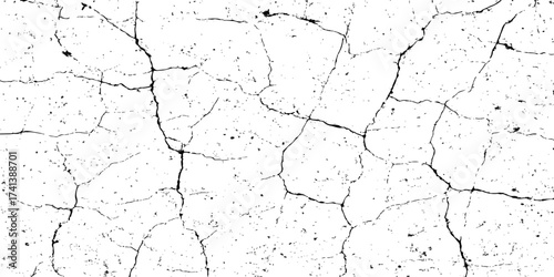 Old cracked white painted plaster wall texture with grunge surface pattern