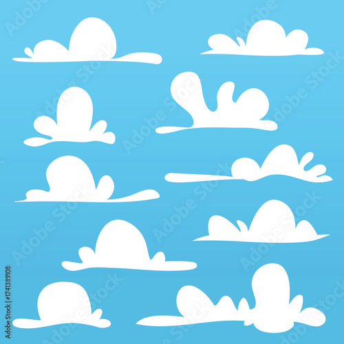 Vector Cartoon Cloud Template in Abstract Asian Japan Comic Style