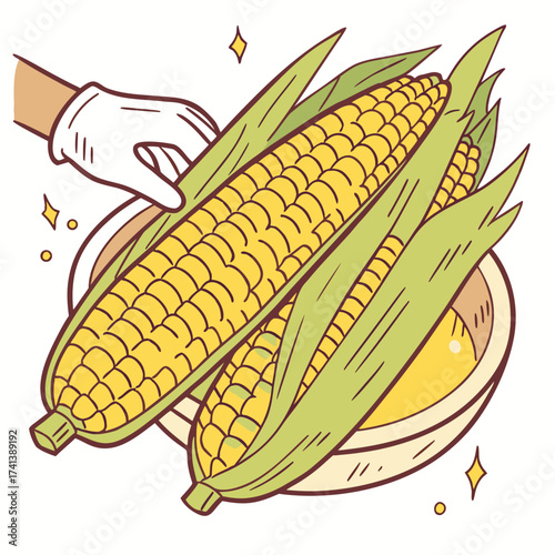 corn cobs isolated on white, Eps file. 