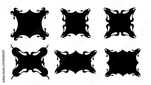 set of vector silhouettes Gothic frame.