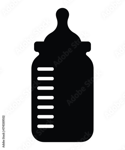 Baby Bottle Vector Icons – Infant Feeding, Milk Bottle, Outline & Silhouette Set.