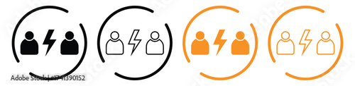 Conflict Icons Vector Set – Linear and Glyph Style Argument Between Two People.