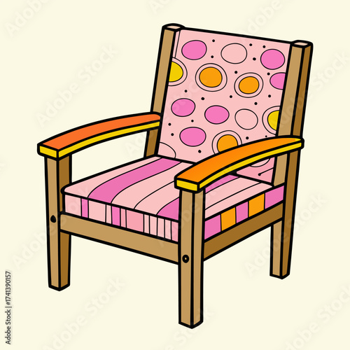 pink armchair on white background, Eps file. 