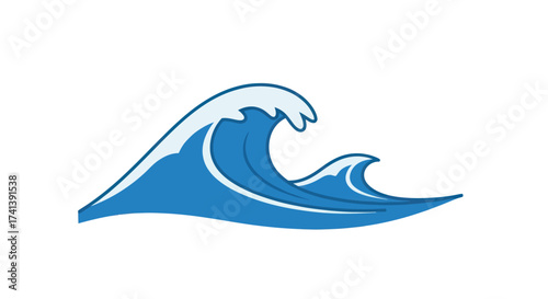 Stylized Blue Ocean Wave with White Crests.