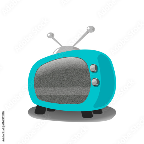 Retro teal television with antenna