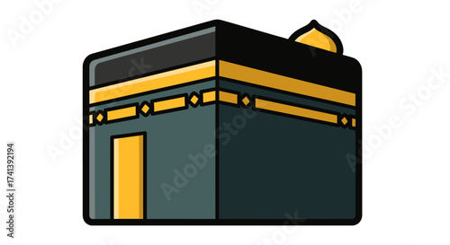 Stylized illustration of the Kaaba Islams holiest site in Mecca.