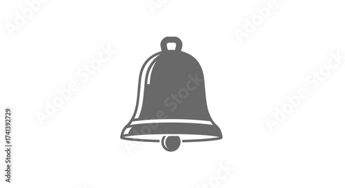 Simple Gray Bell Icon with Clapper.