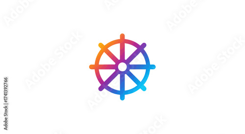 Colorful Abstract Geometric Wheel Symbol with Radial Spokes.