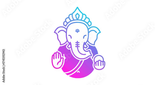 Stylized Illustration of Lord Ganesha with Gradient Colors.