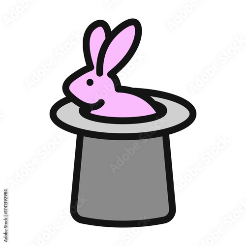 Rabbit in Hat Vector Filled Icon Design