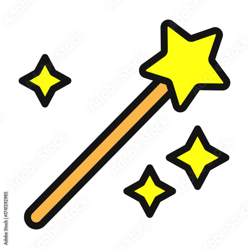 Magic Wand Vector Filled Icon Design