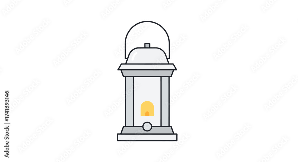 Obraz premium Vintage Style Lantern with Glowing Flame and Carrying Handle.