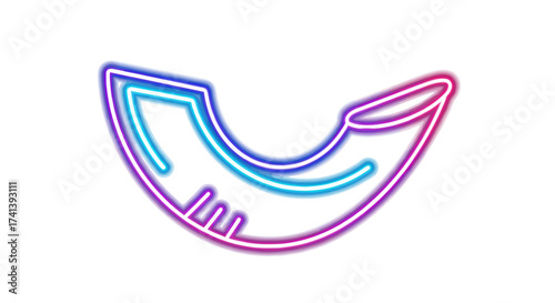 Neon Shofar Illustration with Gradient Colors and Outlines.