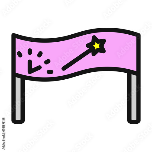 Showtime Banner Vector Filled Icon Design