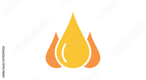 Stylized Yellow and Orange Liquid Drops Icon Representing Oil or Fuel.
