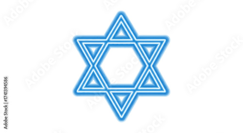 Glowing Blue Star of David Symbol.