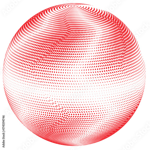 Abstract 3D red vector dotted sphere isolated