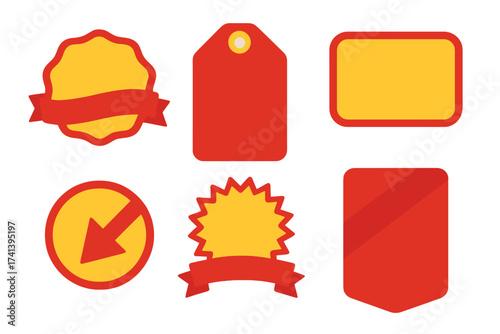 Sale tags collection with special offer, big sale, discount, best price, mega sale banners, shop and online shopping stickers, badges, coupons, store promotion vector set