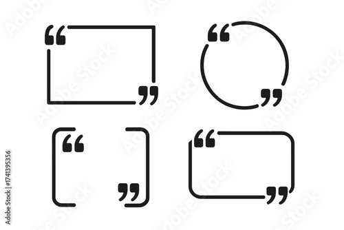 Set of Text Brackets and Quote Boxes, Quotation Frame Icons, Creative Vector Design for Texting, Quotes, and Communication, Modern Quote Bubble Illustration