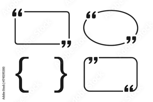 Set of Text Brackets and Quotation Marks. Creative Quote Box Frames, Bracket Icons, Texting Quote and Brackets Design Elements, Vector Illustration for Speech, Communication, Messaging