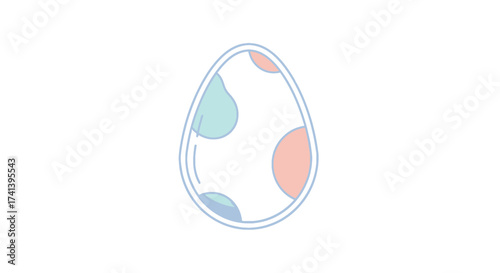 Cartoon Egg with Colorful Spots and Outline.