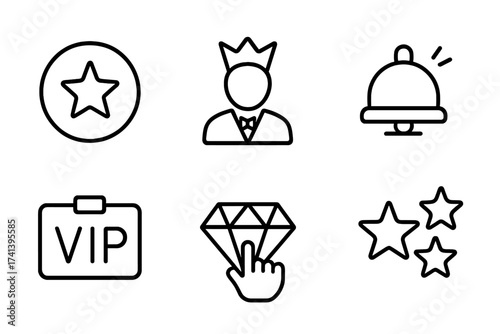 Exclusive VIP web icons in line style, luxury royalty service pass, diamond selection, premium customer, special access, luxury collection, vector illustration set