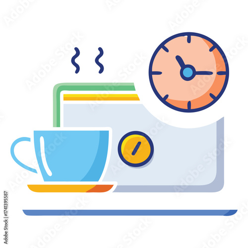 Morning Ritual: A visual representation of a moment, where the essence of a morning ritual is captured, featuring a cup of hot drink paired with the concept of time.