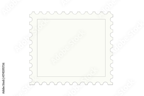 Blank postage stamp set. Clean postmark template for mail and letters. Vector icon illustration with a transparent background. Empty frame for correspondence or philately.