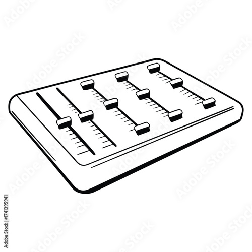 Sound Mixer: a sound mixer illustration with sliders, dials, and control panel, showcasing the basic elements of sound engineering.