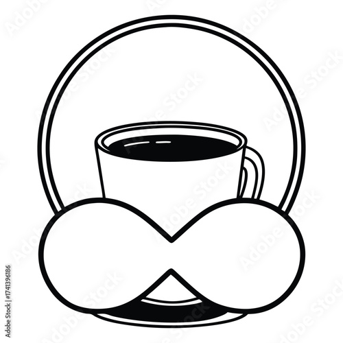 Coffee Cup Icon: A sleek, minimalist design showcases a classic coffee cup, capturing the essence of a perfect morning brew within a clean, circular frame. 