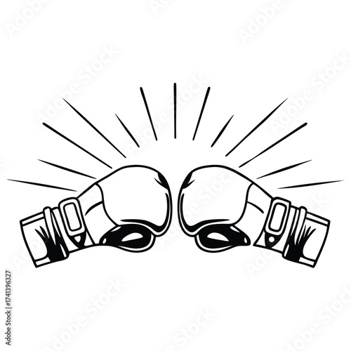 Boxing Gloves Facing Off: A graphic image of two boxing gloves facing each other, a symbol of combat, competition, and the intensity of a fight. The image evokes strength and power